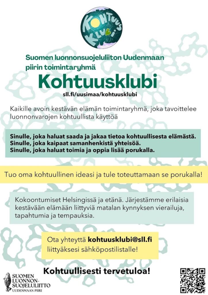 Kuvassa Kohtuusklubin toiminnasta kertova flyer eli lentolehtinen.