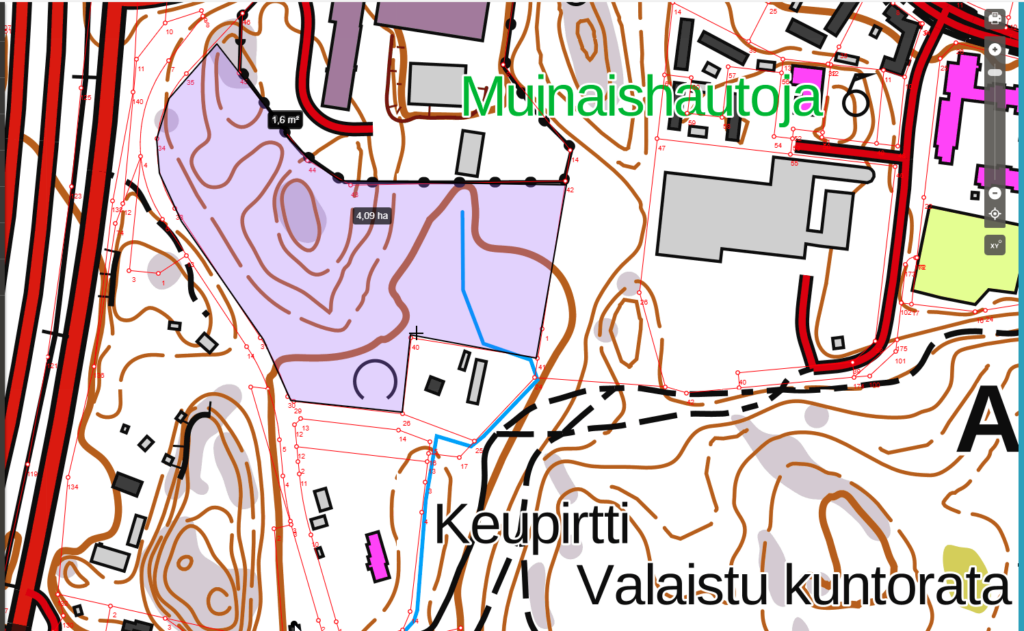 Kartta, johon on rajattu Metoksen takametsä