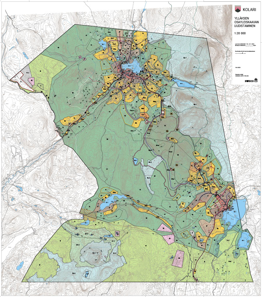 Kuvassa Swecon tekemä Kolarin kunnan Ylläksen osayleiskaavaluonnos