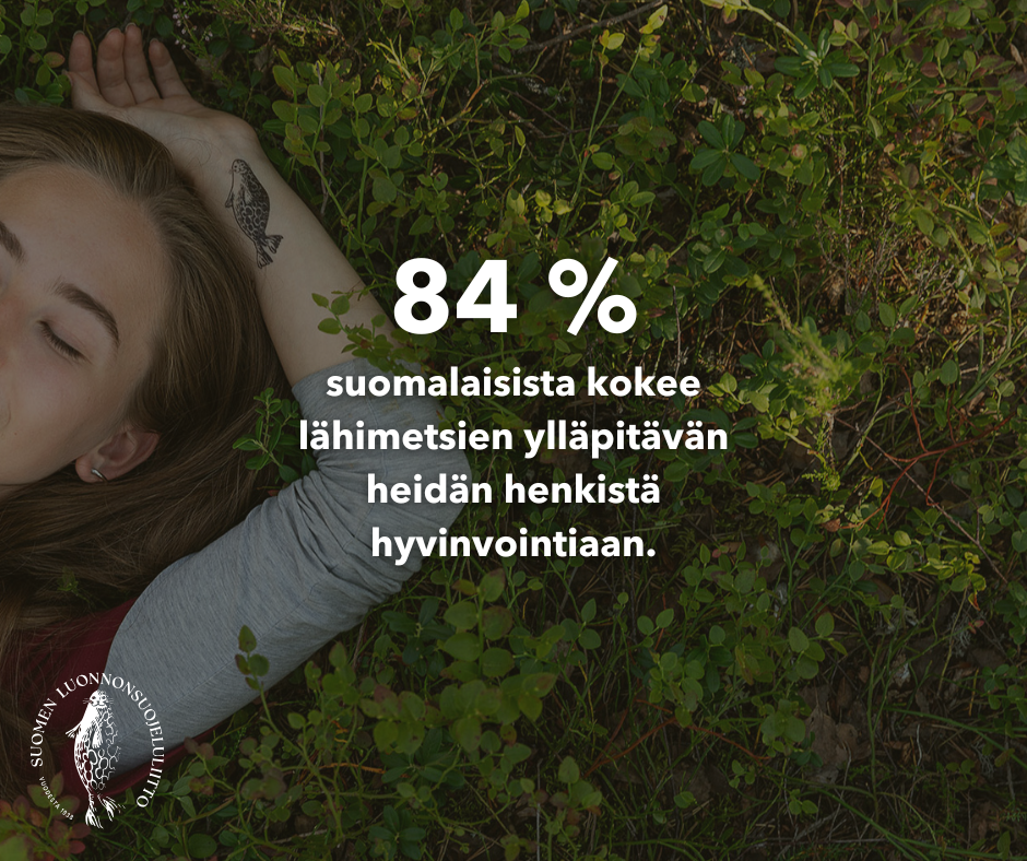 84% suomalaisista kokee lähimetsien ylläpitävän heidän henkistä hyvinvointiaan