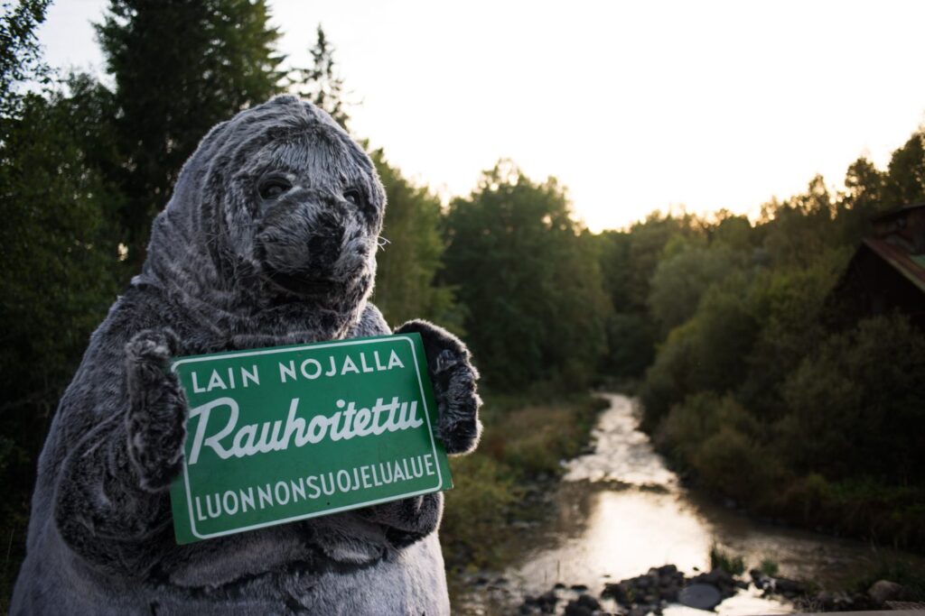 Kuvassa Luonnonsuojeluliiton norppamaskotti, josta on tullut vuosikymmenten saatossa suomalaisen luonnonsuojelun symboli. Kuvaaja: Emmi Holopainen / Luonnonsuojeluliitto